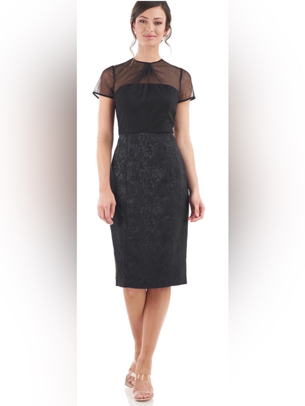 JS Collections Black  Jacquard Midi Dress